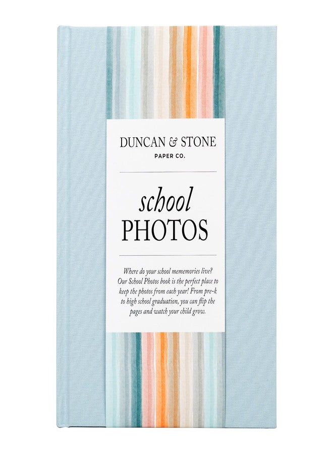 DUNCAN & STONE PAPER CO. كتاب ذكريات المدرسة من مرحلة ما قبل الروضة إلى الصف الثاني عشر - كتاب صور مدرسي متين مع مساحات للصور، وتلميحات، والمزيد - 70 صفحة من سجلات قصاصات الأطفال لكتابة اليوميات بسهولة (أزرق سماوي) - Image 1